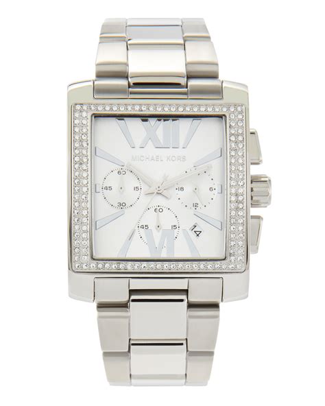 silver square face michael kors watch|Michael Kors chronograph ladies watch.